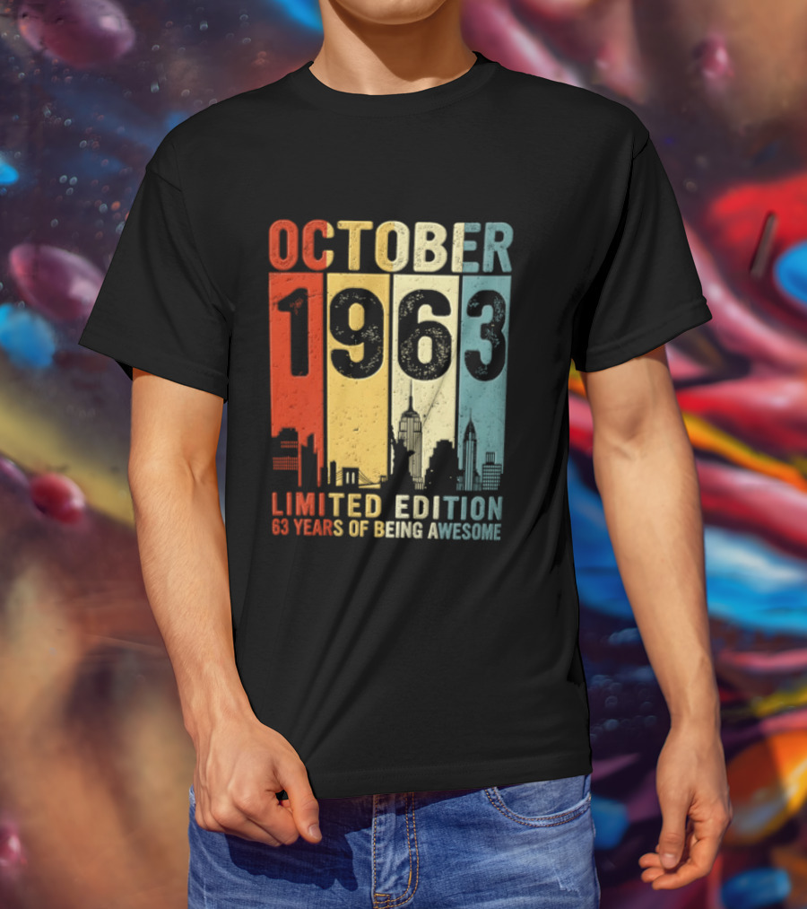 October 1963 Limited Edition 60 Years Of Being Awesome New York City Skyline T-Shirt