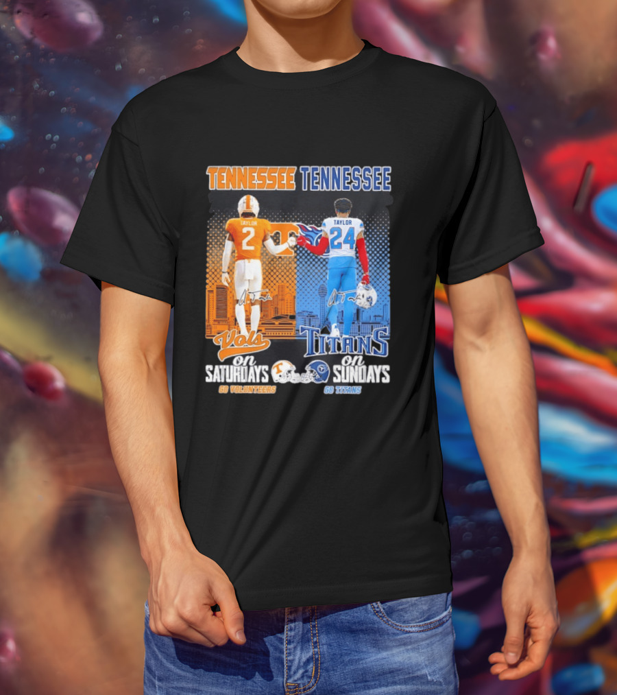 Tennessee Volunteers On Saturdays Go Volunteers Tennessee Titans On Sundays Go Titans T-Shirt