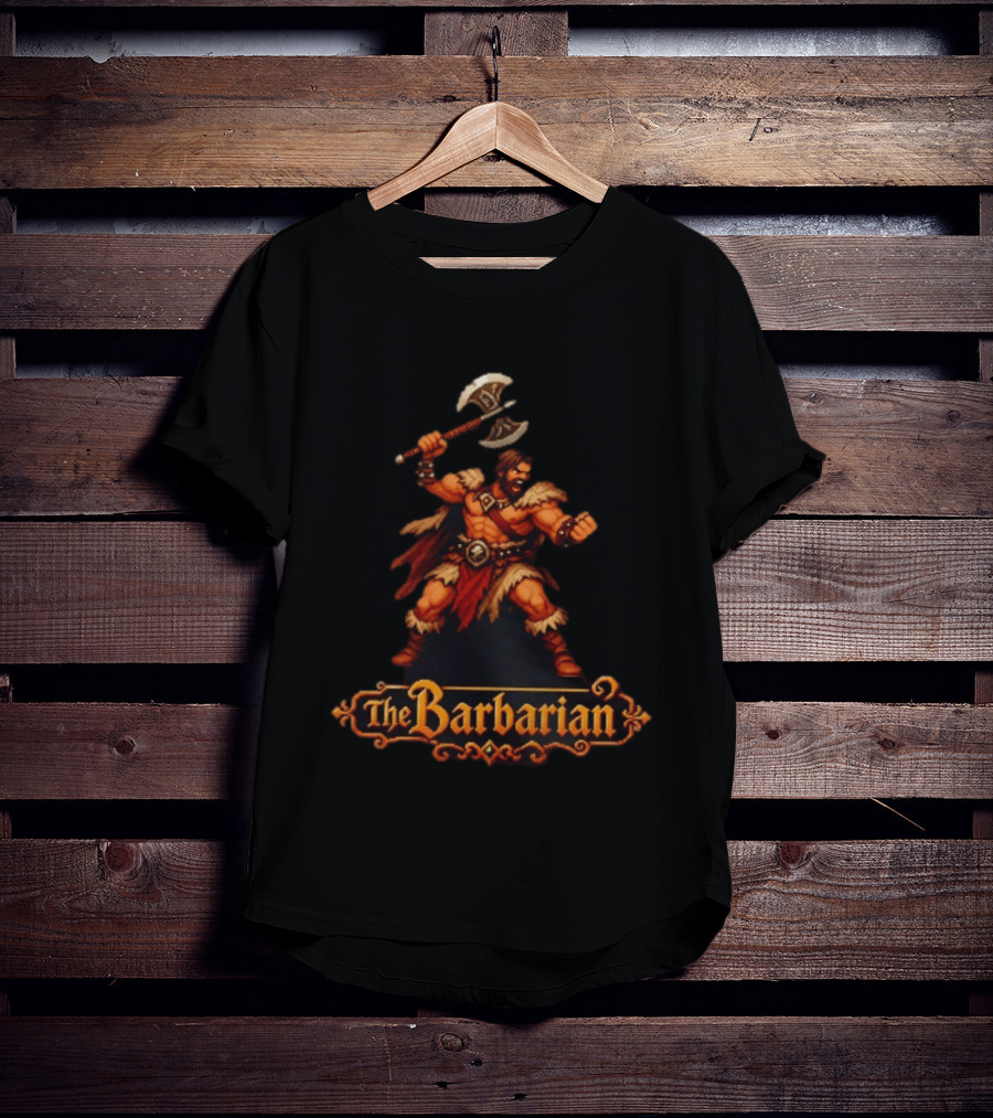 The Barbarian 16 Bit Game Cartoon Axe Warrior T-Shirt