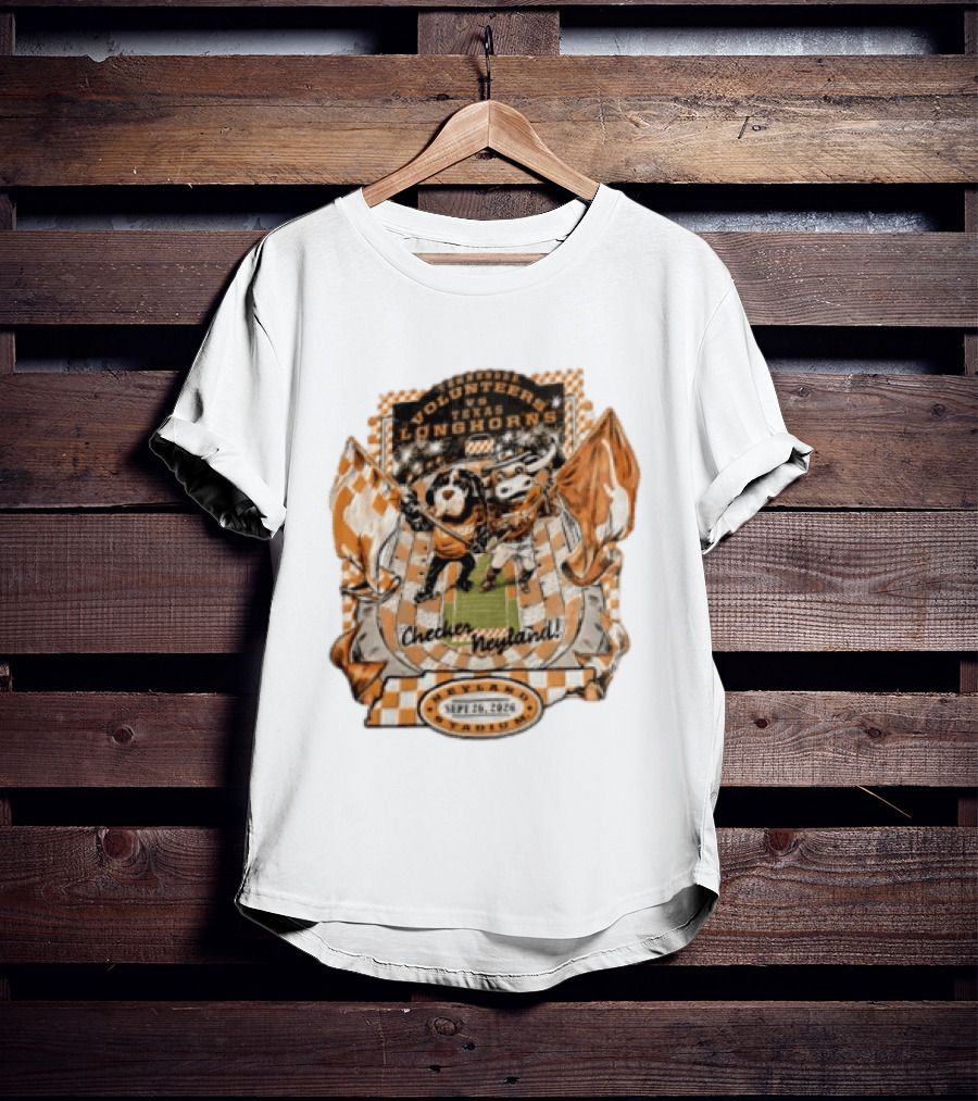 Tennessee Volunteers Vs Texas Longhorns Neyland Stadium Checker Neyland Sept 26 2026 T-Shirt
