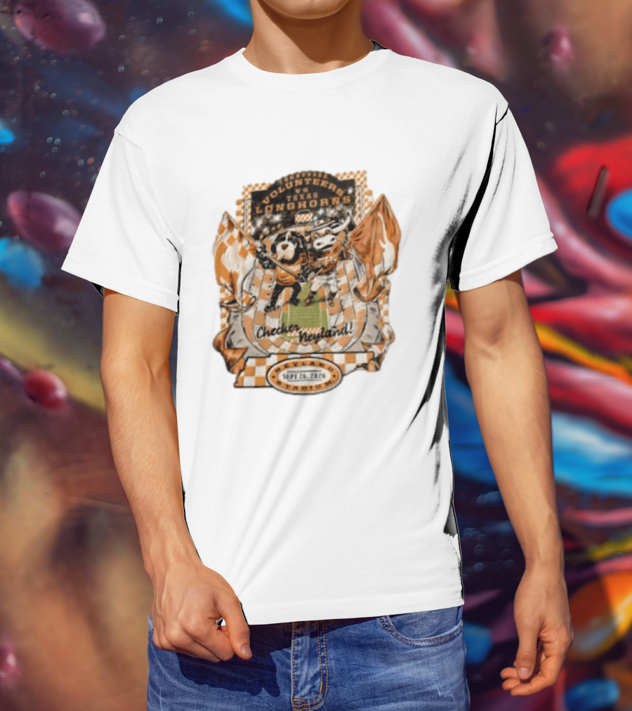 Tennessee Volunteers Vs Texas Longhorns Neyland Stadium Checker Neyland Sept 26 2026 T-Shirt