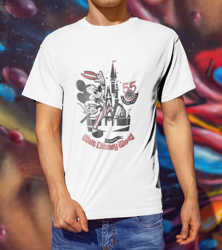 Walt Disney World Mickey Mouse 55 Magical Years Tipping Hat Castle T-Shirt