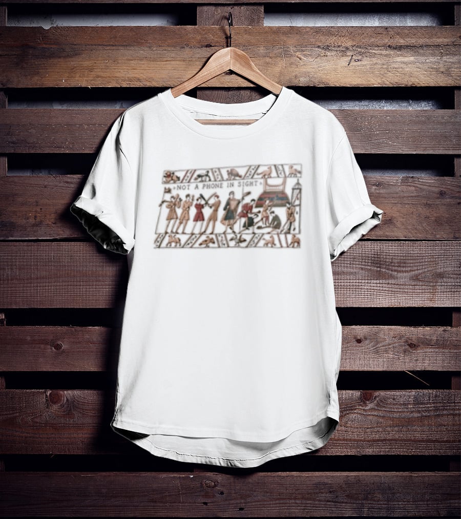 Bayeux Tapestry Not A Phone In Sight Medieval Gathering Scene T-Shirt