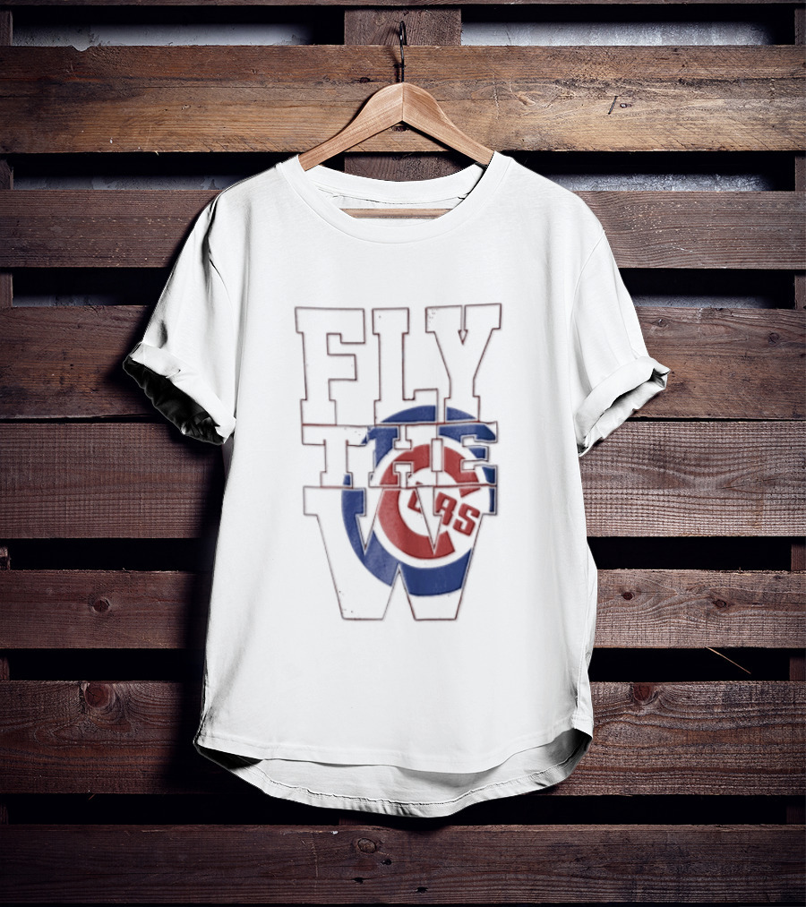 Fly The W Chicago Cubs Large Lettering Red And Blue T-Shirt