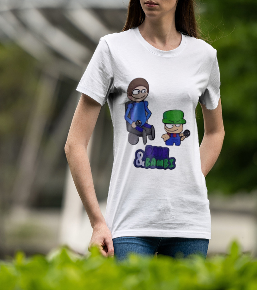 Dave And Bambi Characters Holding Microphones Cartoon T-Shirt