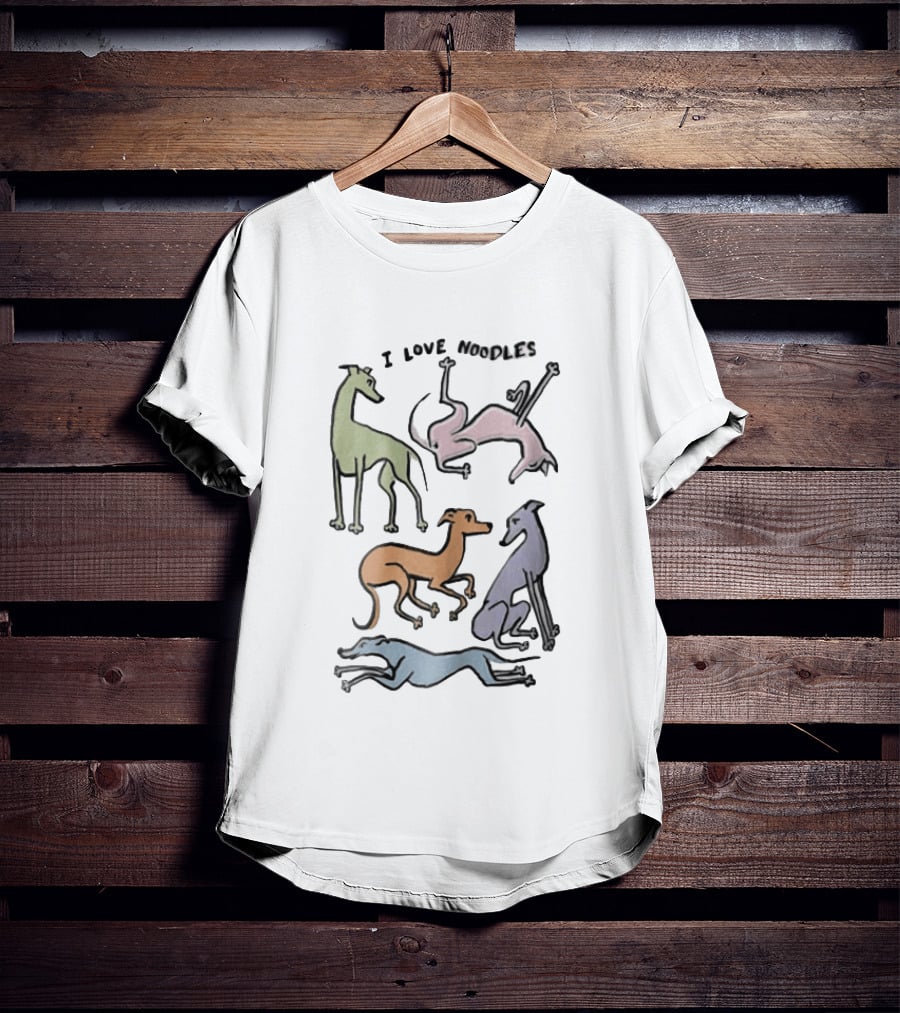 I Love Noodles Five Colorful Greyhound Dogs T-Shirt
