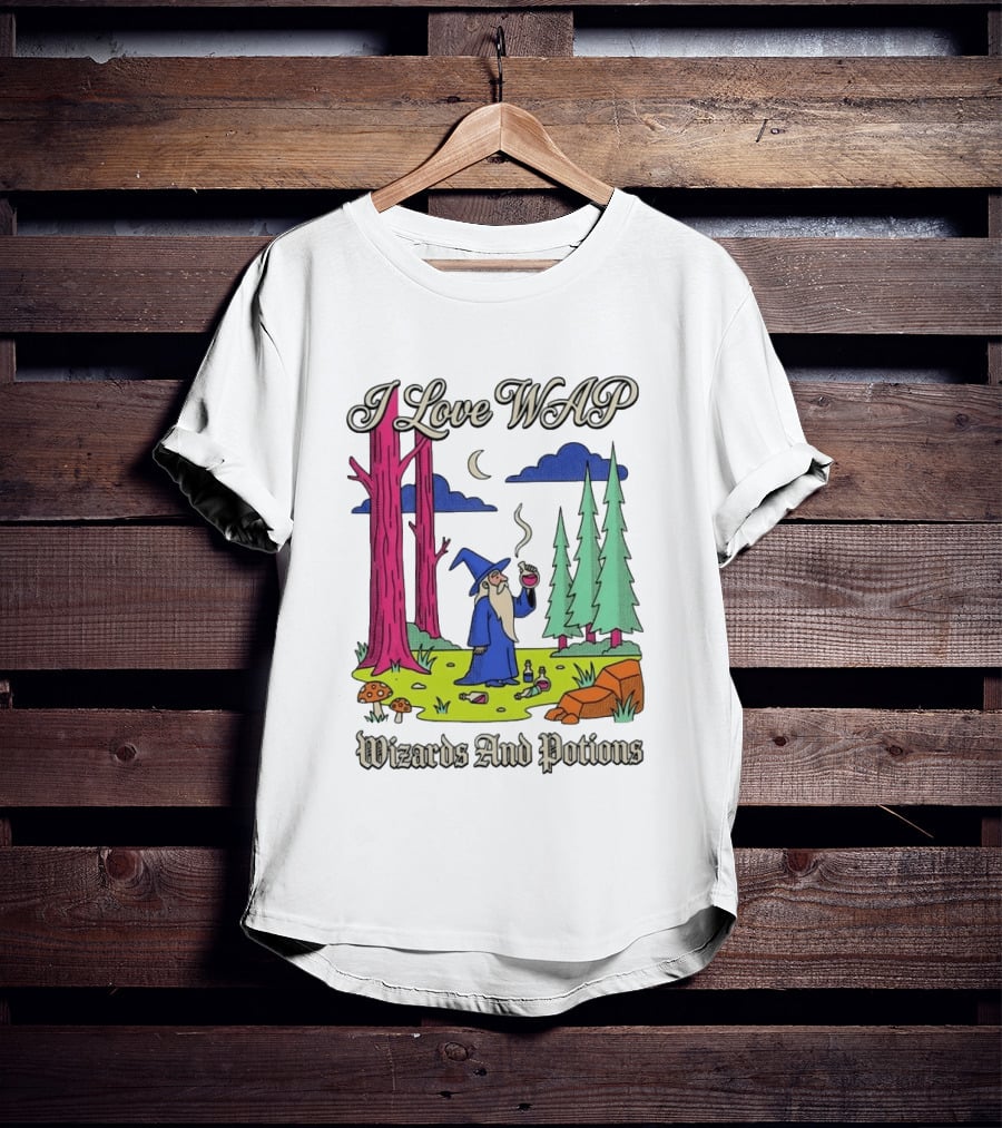 I Love WAP Wizards And Potions Vintage Wizard Forest Scene T-Shirt
