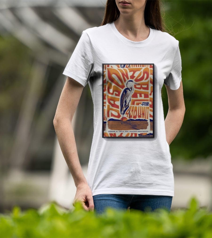 Original Jason Isbell And The 400 Unit September 24 2026 Fairhope AL Halstead Amphitheater Heron T-Shirt