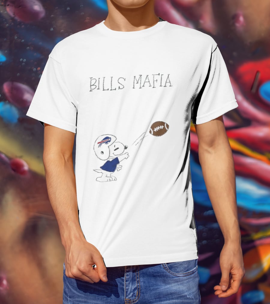 Snoopy Bills Mafia Buffalo Bills Football Fan Apparel Peanuts Sports T-Shirt