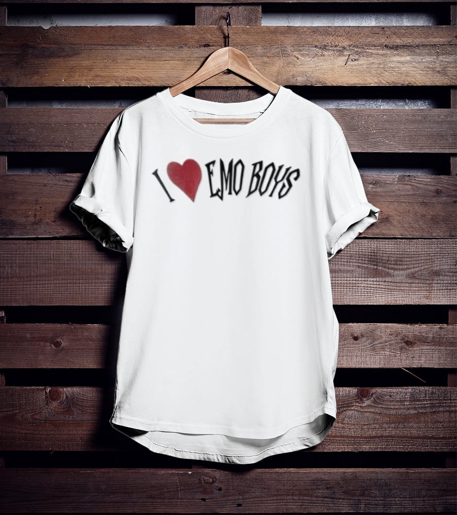 I Love Emo Boys Red Heart T-Shirt