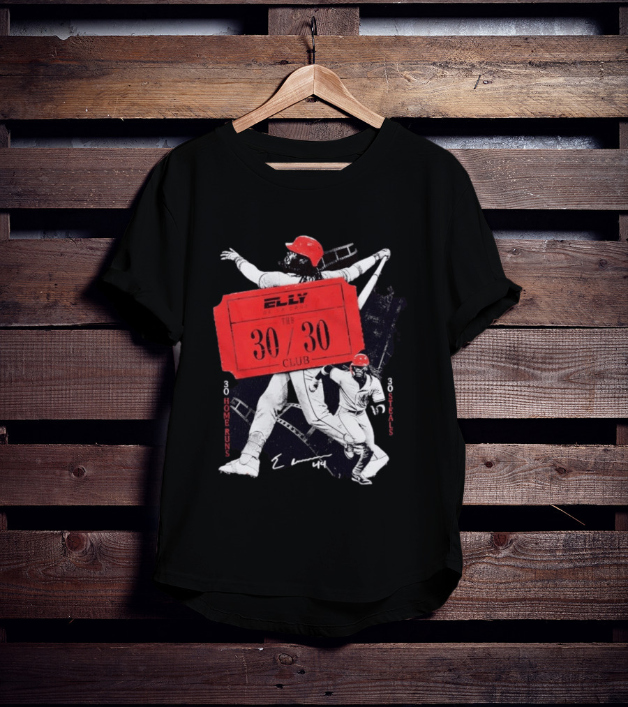 Cincinnati Reds Baseball Elly De La Cruz 30/30 Club 30 Home Runs 30 Stolen Bases T-Shirt