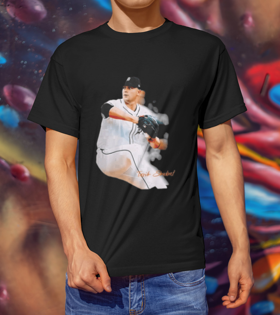 Detroit Tigers Tarik Skubal Pitcher Action Baseball T-Shirt