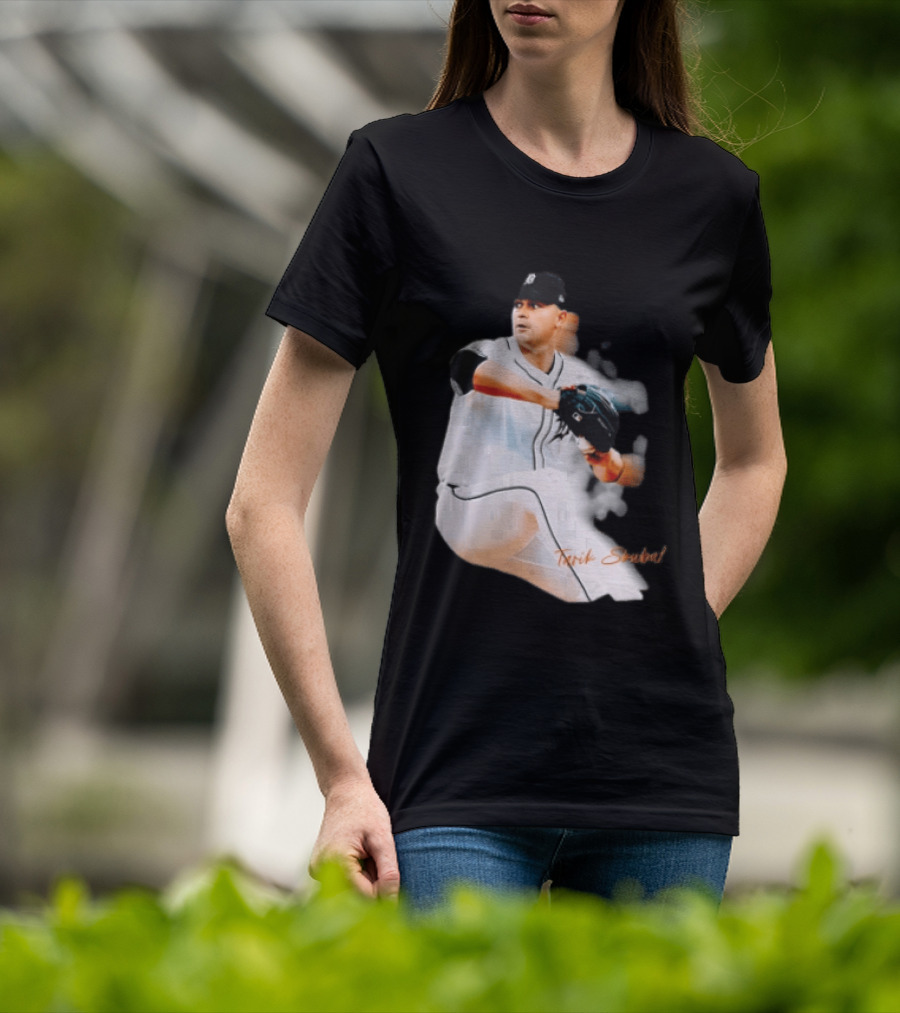 Detroit Tigers Tarik Skubal Pitcher Action Baseball T-Shirt