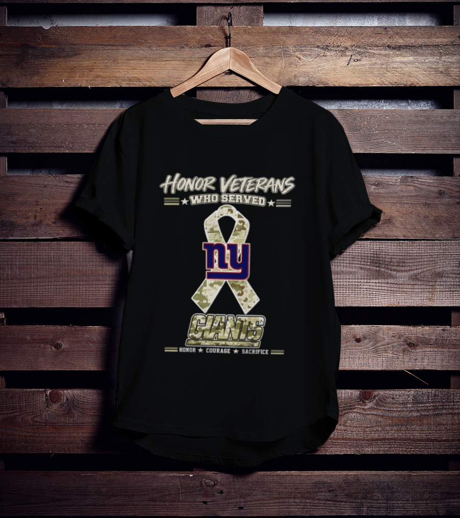 New York Giants Honor Veterans Who Served Salute Camouflage Ribbon NFL T-Shirt