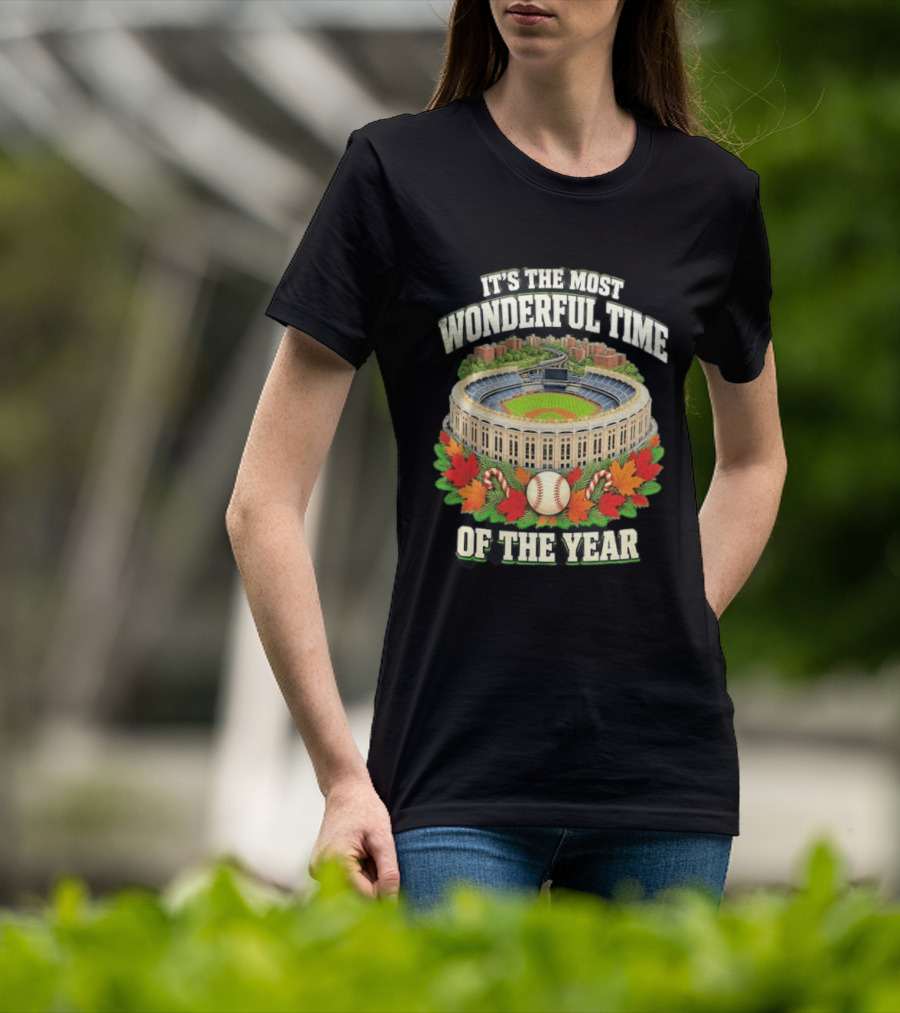 It's The Most Wonderful Time New York Yankee Stadium Baseball Holiday Season T-Shirt