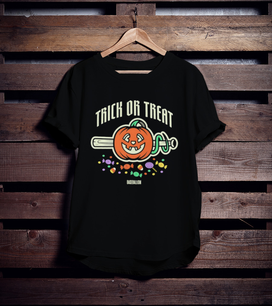 Trick Or Treat Baseballism Pumpkin Candy Haul T-Shirt