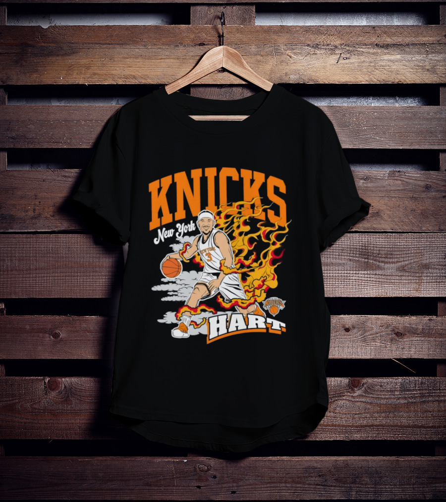 New York Knicks Josh Hart No 3 Basketball Fire T-Shirt