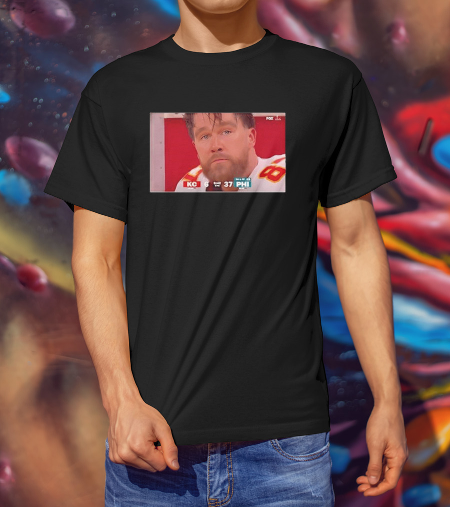 Kelce's Face Disappointment KC 6 PHI 37 NFL Football Game Loss T-Shirt
