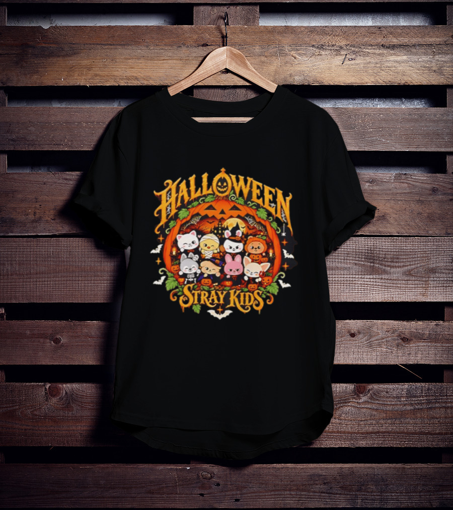 Stray Kids Skzoo Halloween Cartoon Characters Pumpkin Decoration T-Shirt