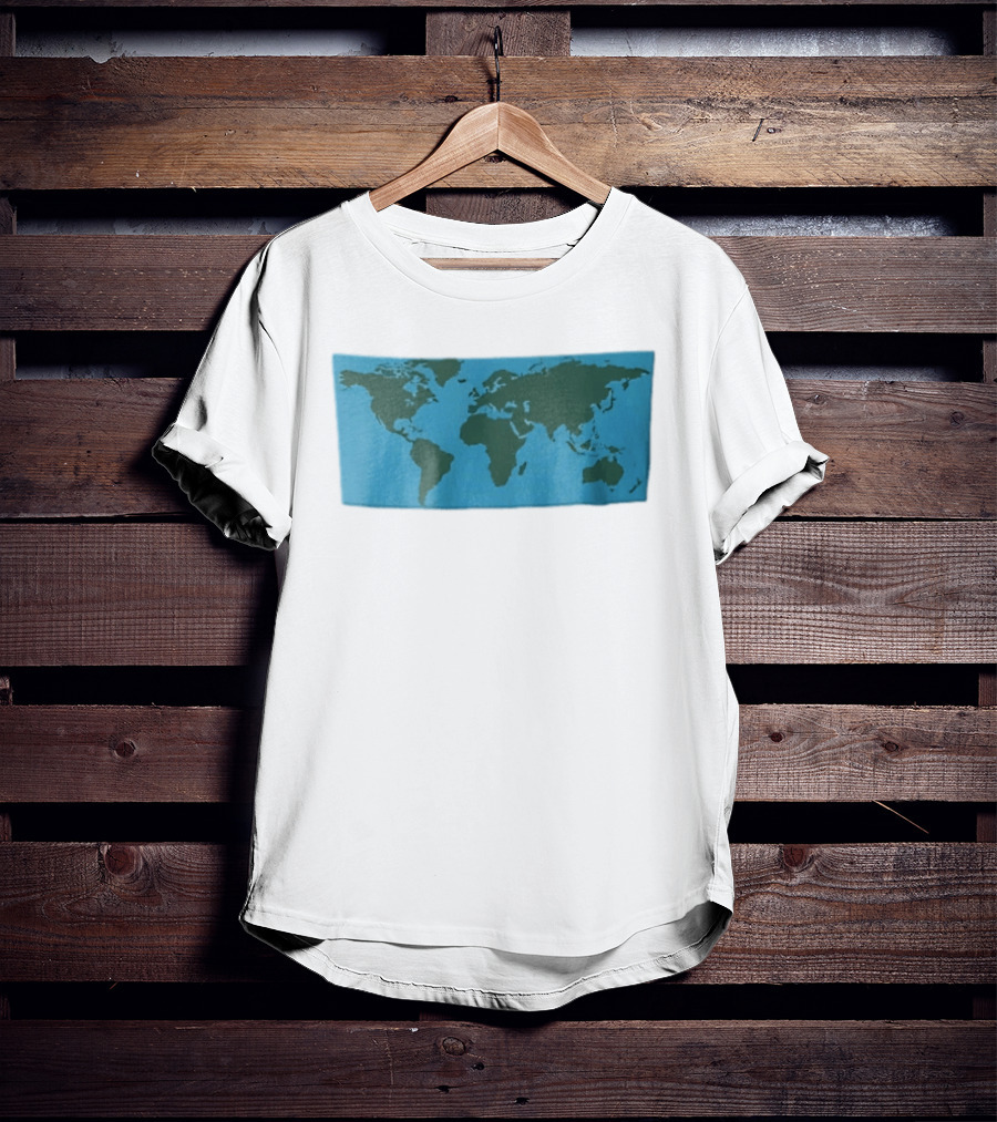 World Map Continents Green And Blue Ocean T-Shirt