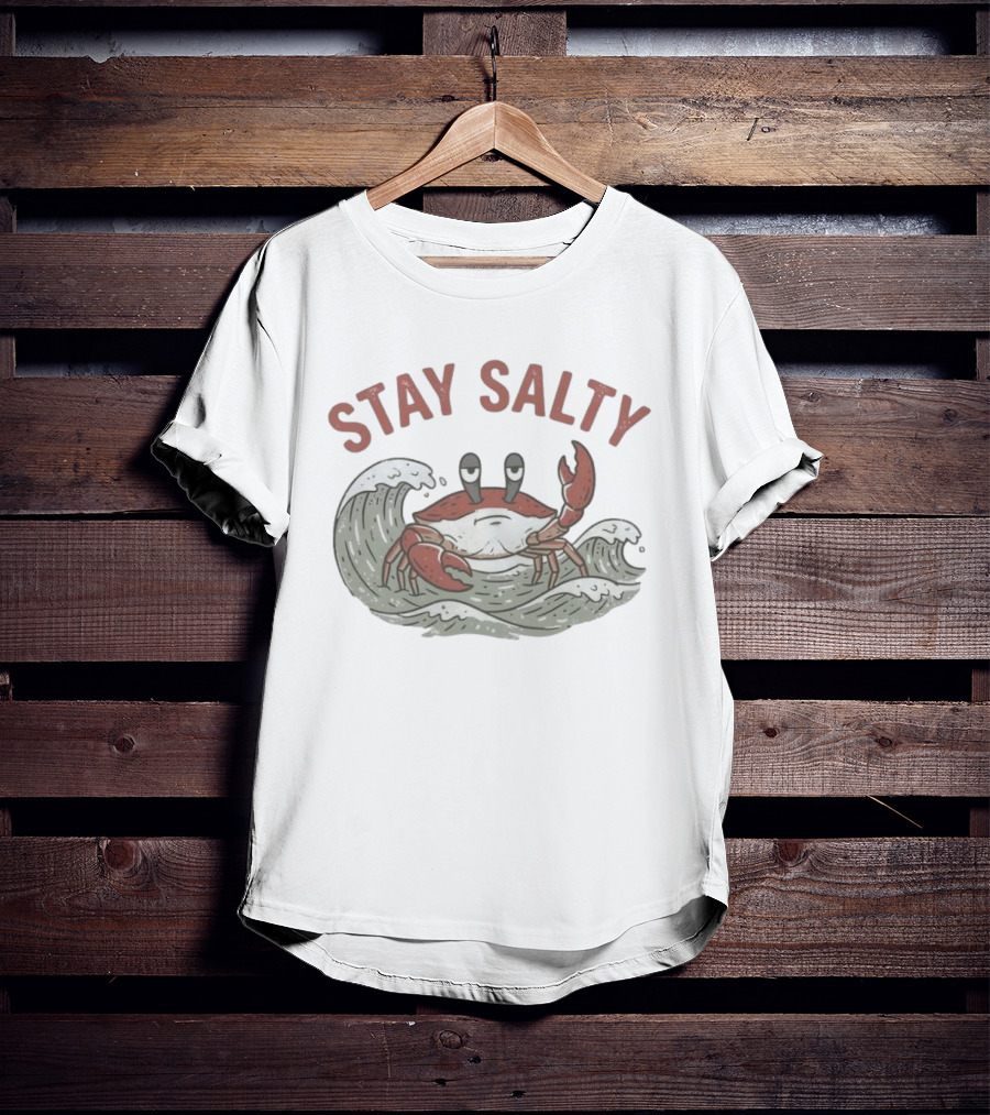 Stay Salty Crab Ocean Waves Sea Creature T-Shirt