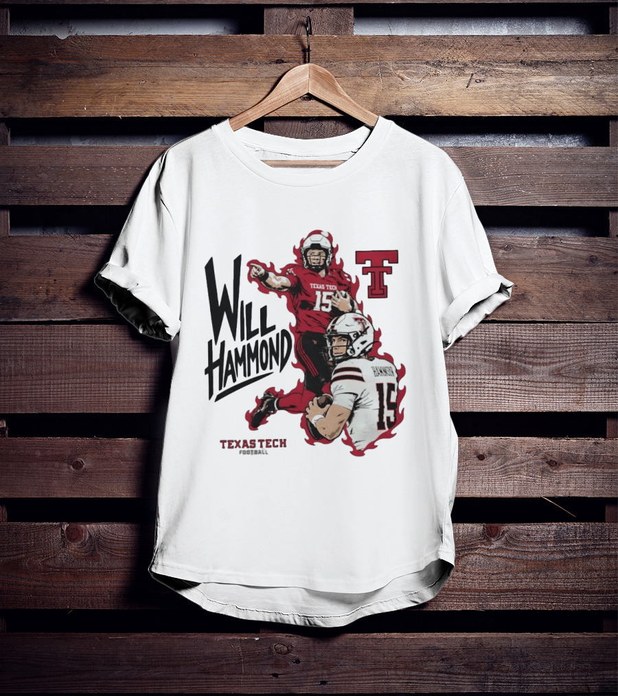 Texas Tech Red Raiders No 15 Will Hammond Football Player Collage T-Shirt