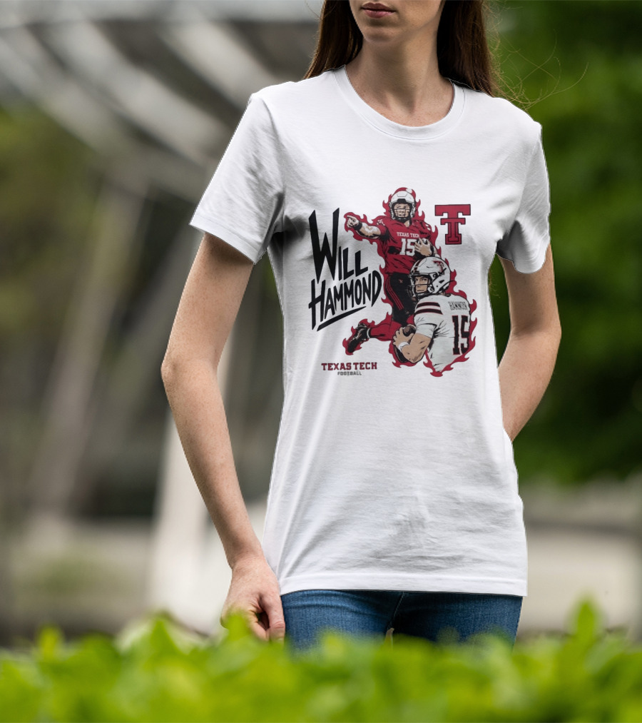 Texas Tech Red Raiders No 15 Will Hammond Football Player Collage T-Shirt