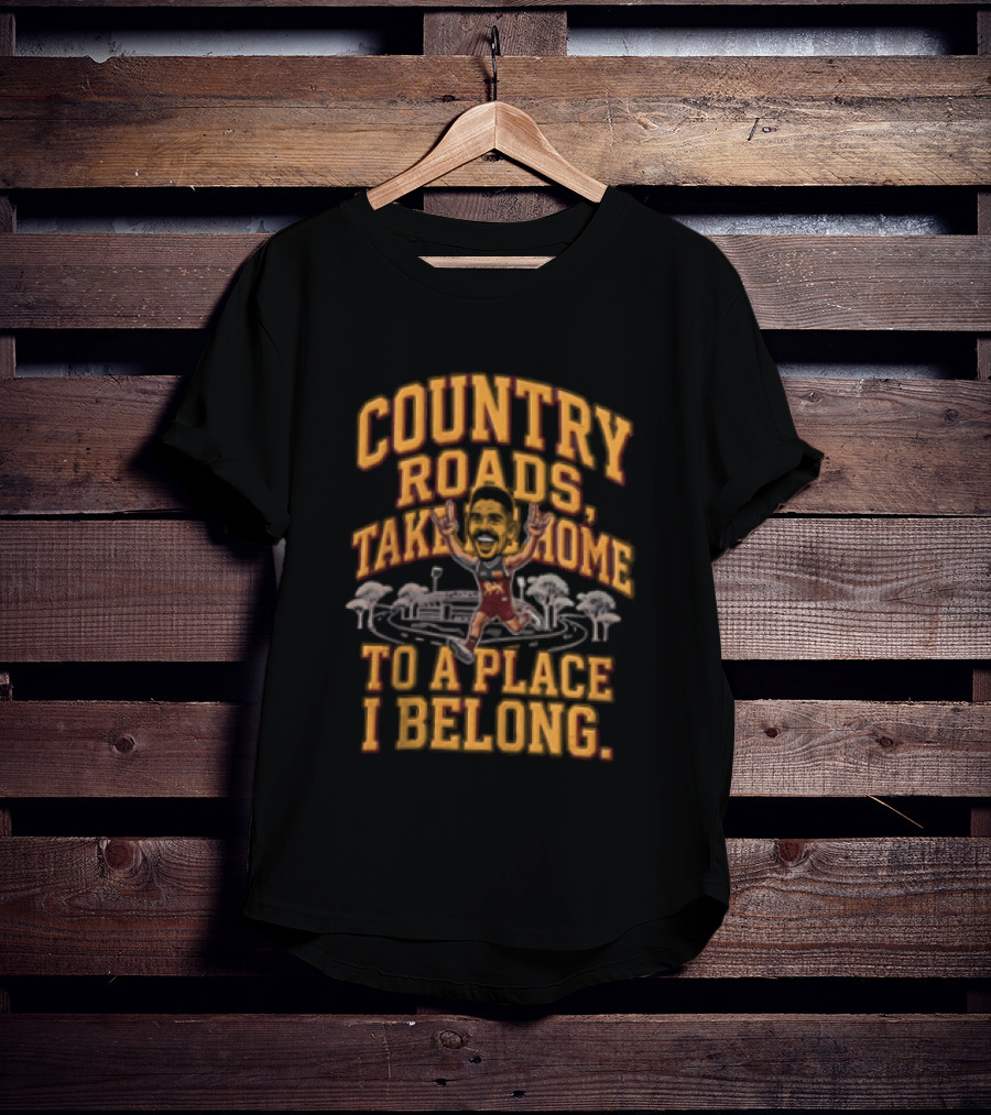 Brisbane Lions Charlie Cameron Country Roads Take Me Home To A Place I Belong T-Shirt