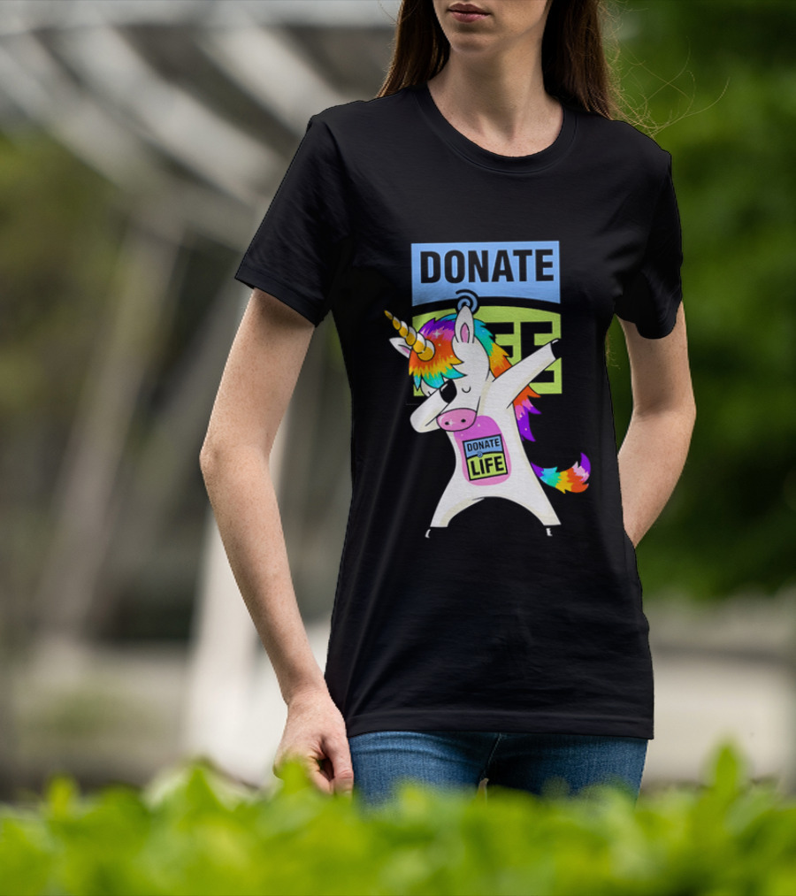 Donate Life Unicorn Rainbow Dabbing T-Shirt