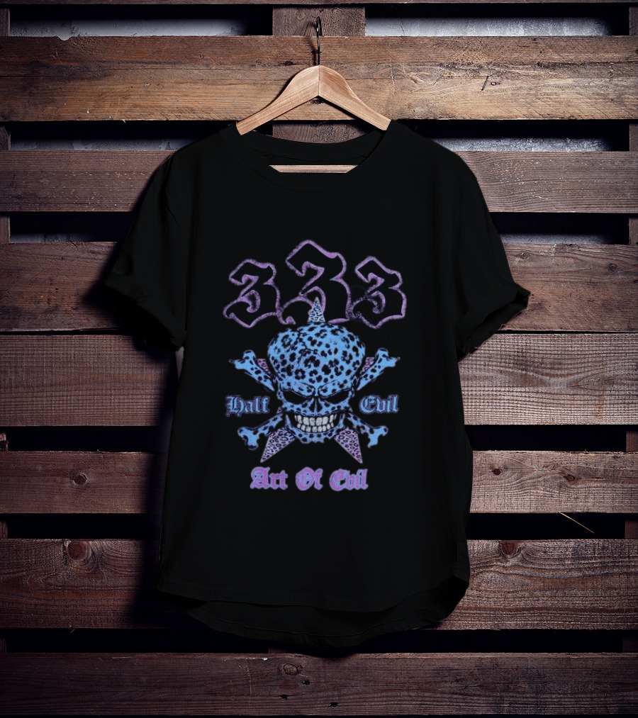 333 Half Evil Art Of Evil Skull T-Shirt