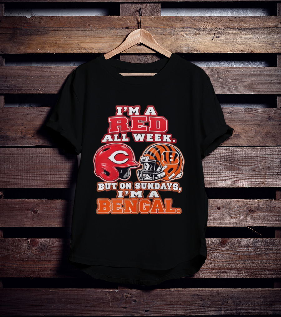 I'm A Red All Week But On Sundays I'm A Bengal Football Helmet And Baseball Helmet T-Shirt