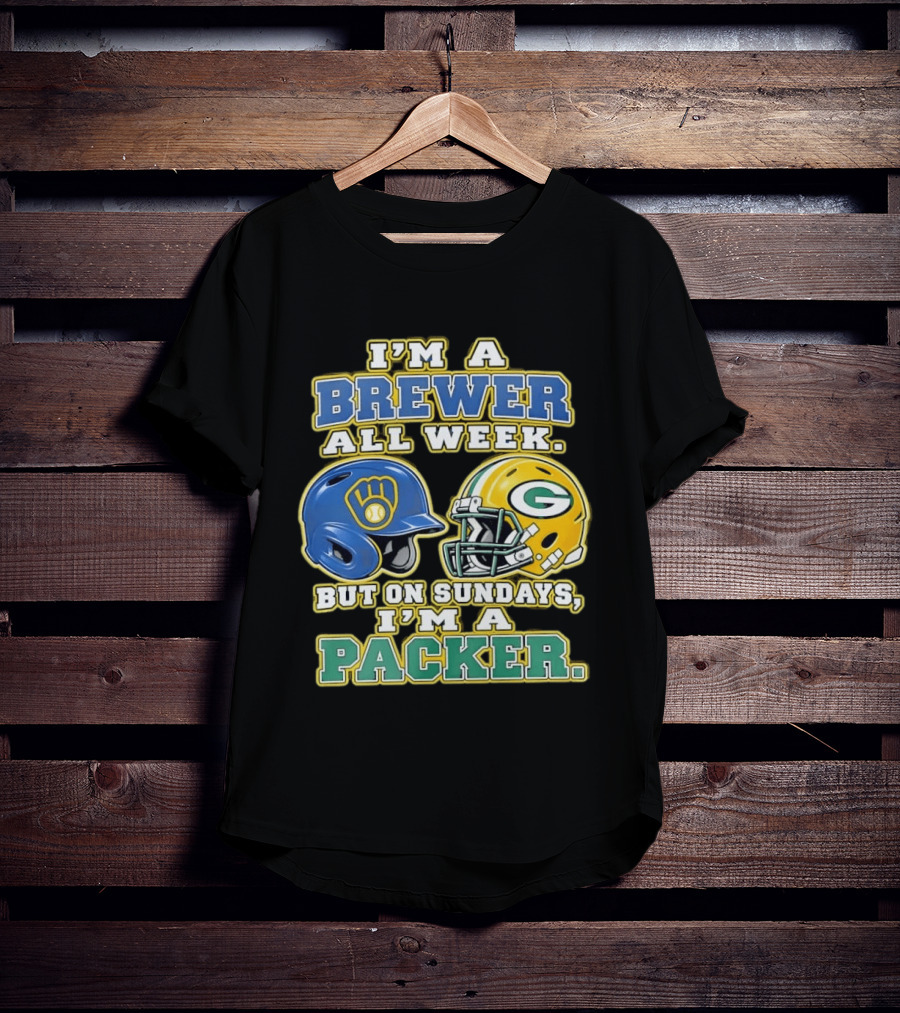 I'm A Brewer All Week But On Sundays I'm A Packer Helmet T-Shirt