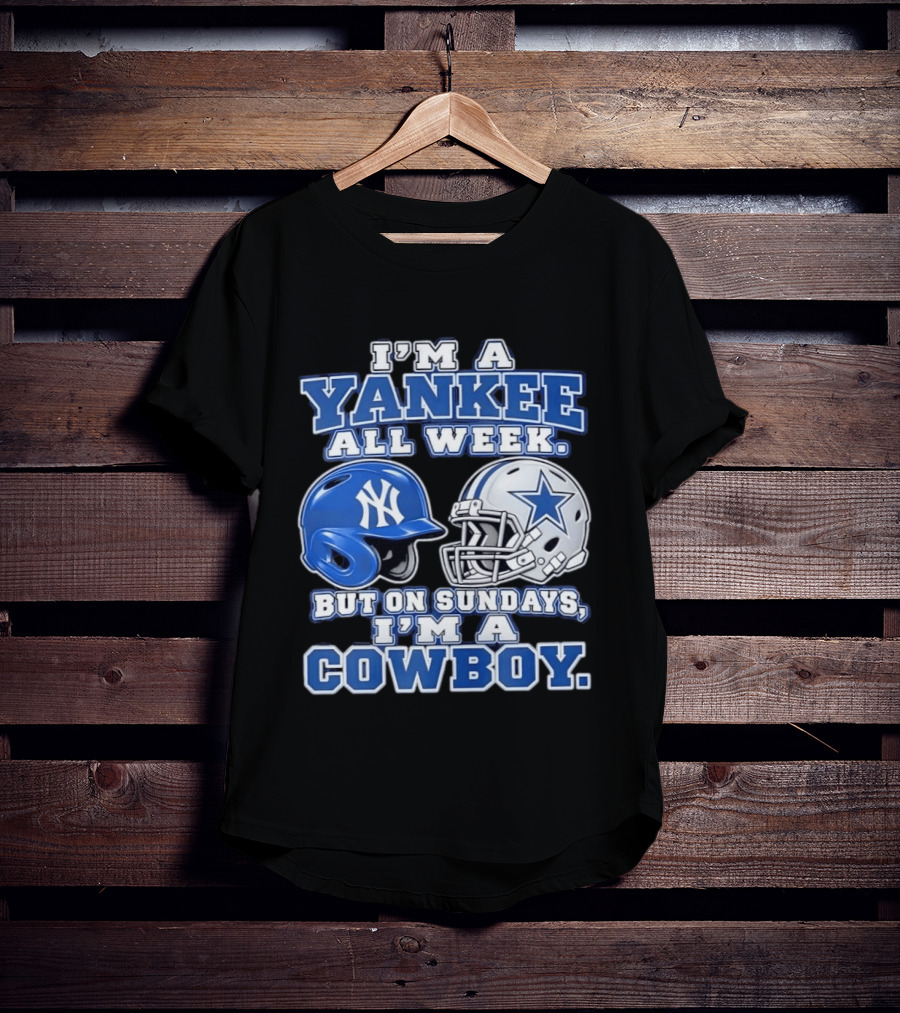 Yankee All Week But On Sundays Dallas Cowboy Football Fan T-Shirt