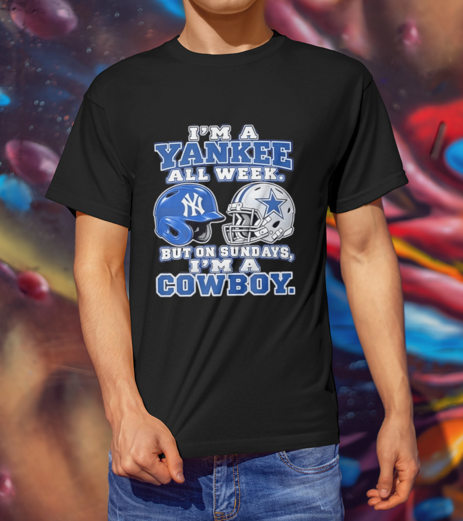 Yankee All Week But On Sundays Dallas Cowboy Football Fan T-Shirt