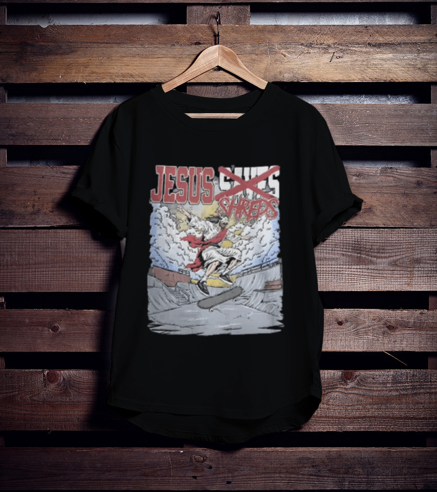 Jesus Shreds Skateboarding Ramp Savior Extreme Sports T-Shirt