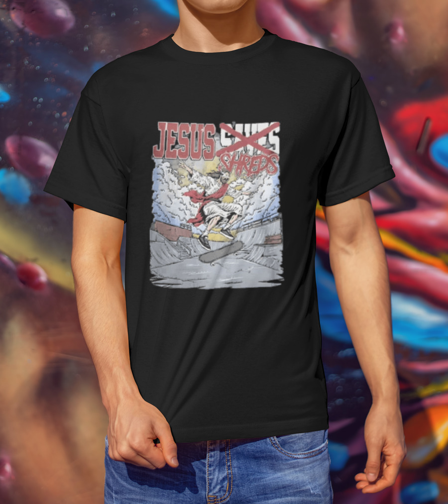 Jesus Shreds Skateboarding Ramp Savior Extreme Sports T-Shirt