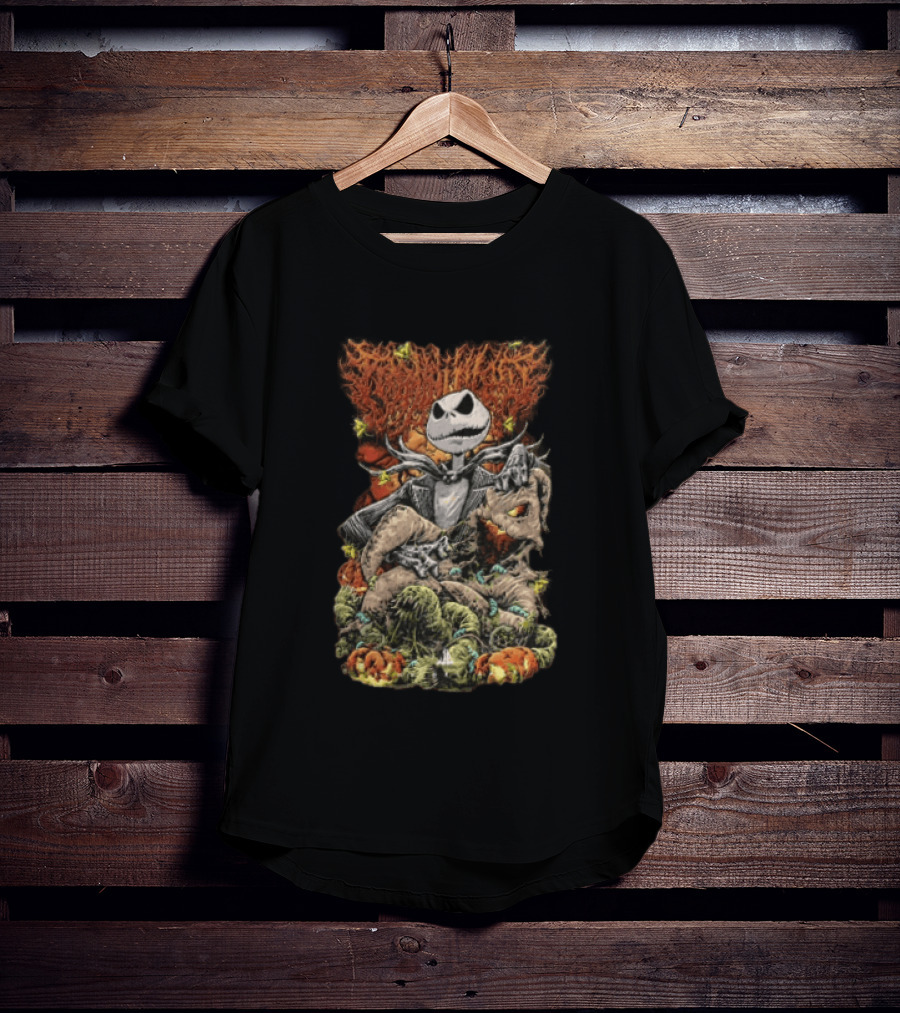 Jack Skellington Pumpkin Worms Insects Halloween Scene T-Shirt