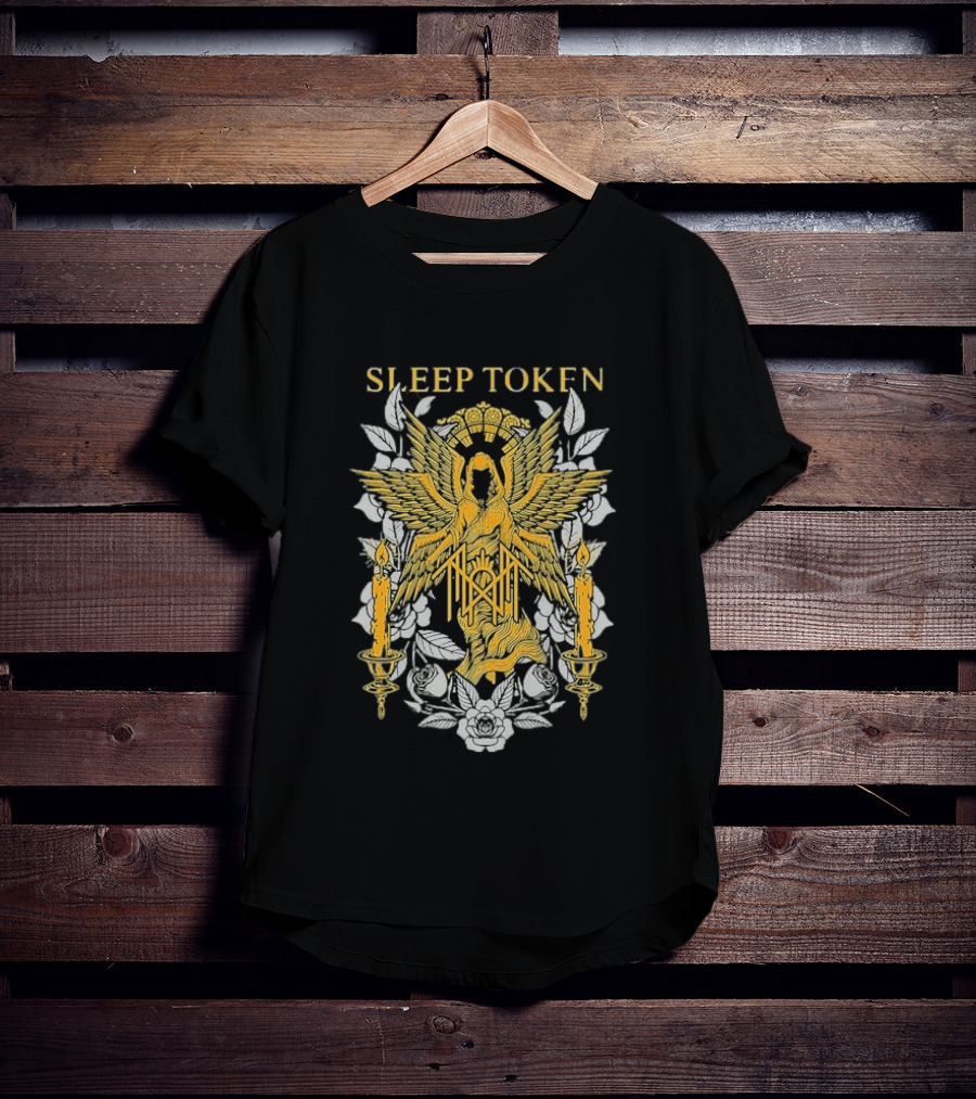 Sleep Token Angelic Golden Ascendant With Candles And Roses T-Shirt