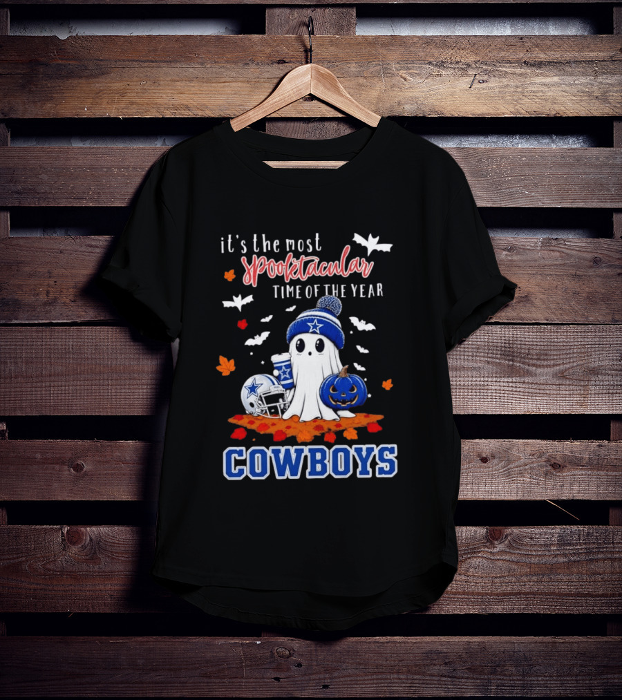 It's The Most Spooktacular Time Of The Year Cowboys Halloween Ghost Pumpkin Football T-Shirt