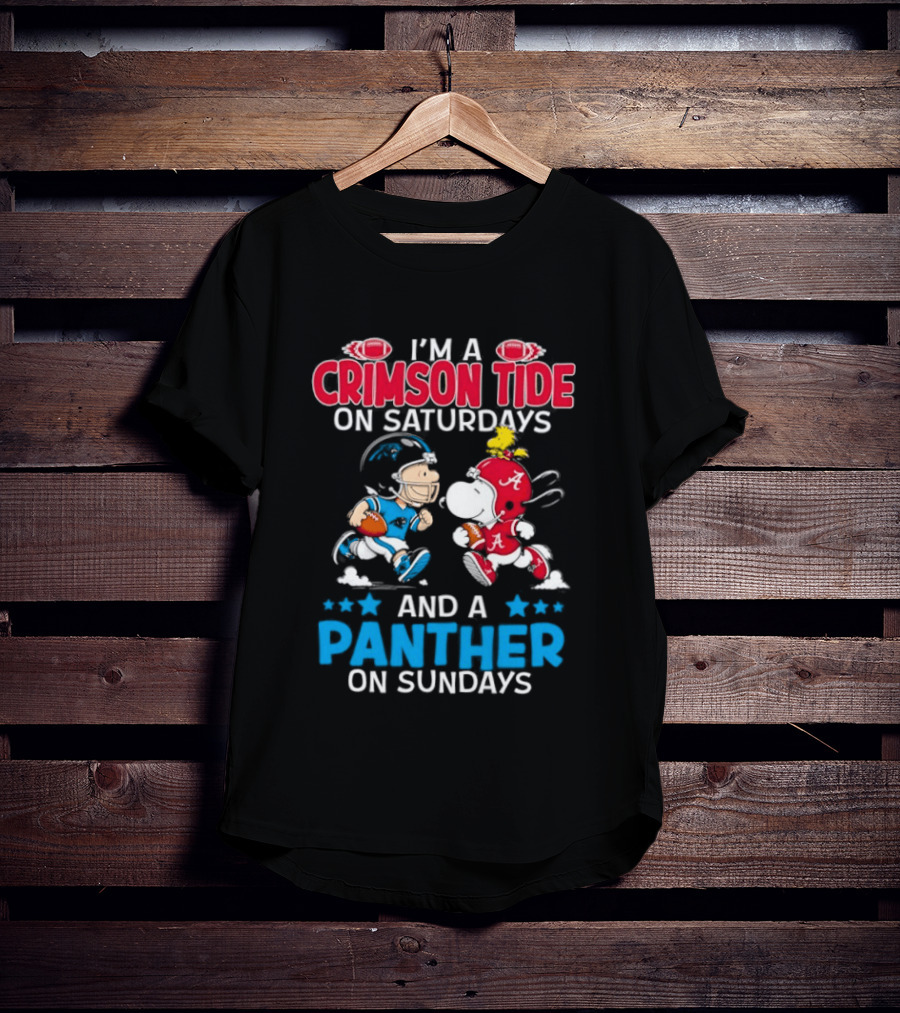 I'm A Crimson Tide On Saturdays And A Panther On Sundays Snoopy And Charlie Brown T-Shirt