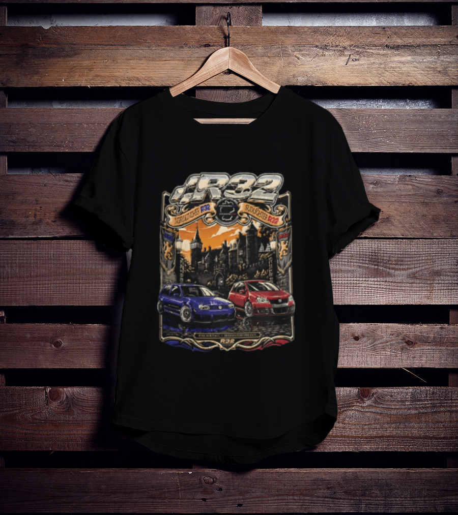 R32 Sudlichter Nordlichter Castle Blue Car Red Car Pure Heritage Modern Performance T-Shirt