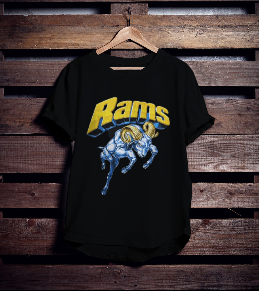 Rams Blue Bull Charging With Golden Horns Majestic Power T-Shirt