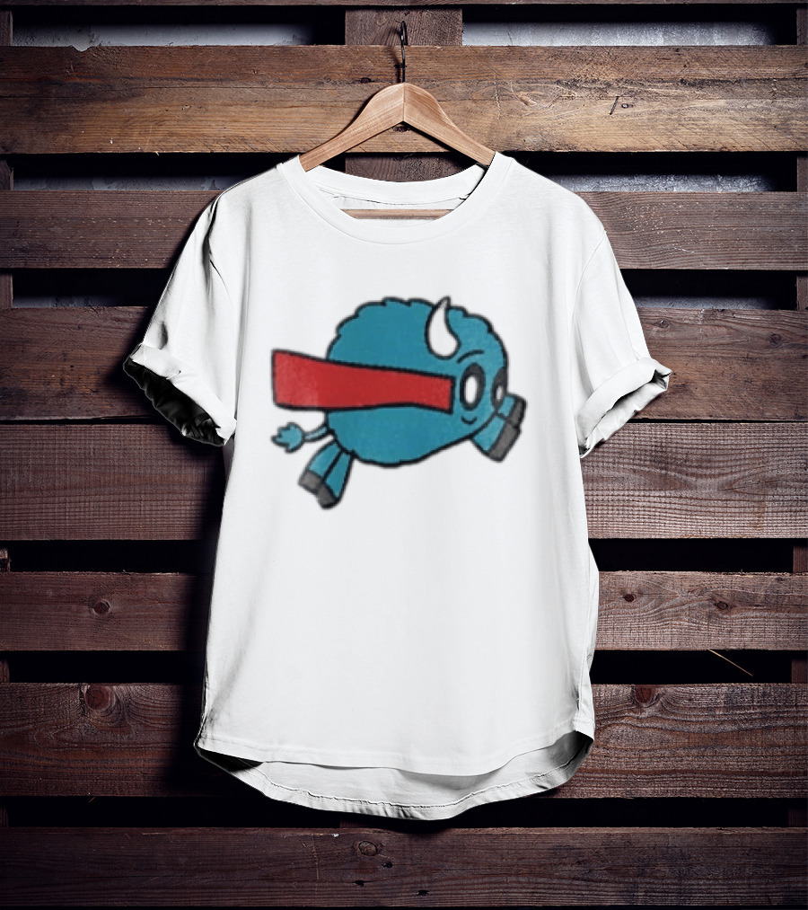 Buffalo Superhero With Red Cape Flying Action T-Shirt