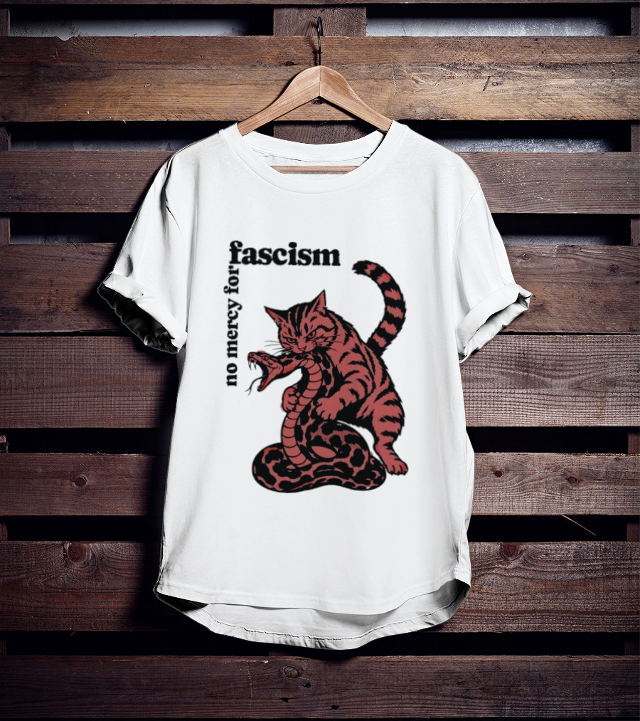 No Mercy For Fascism Cat And Snake T-Shirt