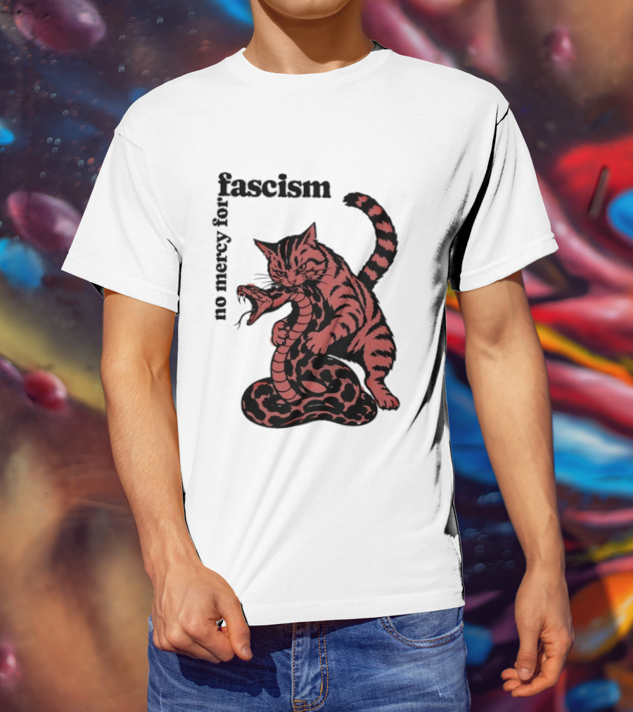 No Mercy For Fascism Cat And Snake T-Shirt