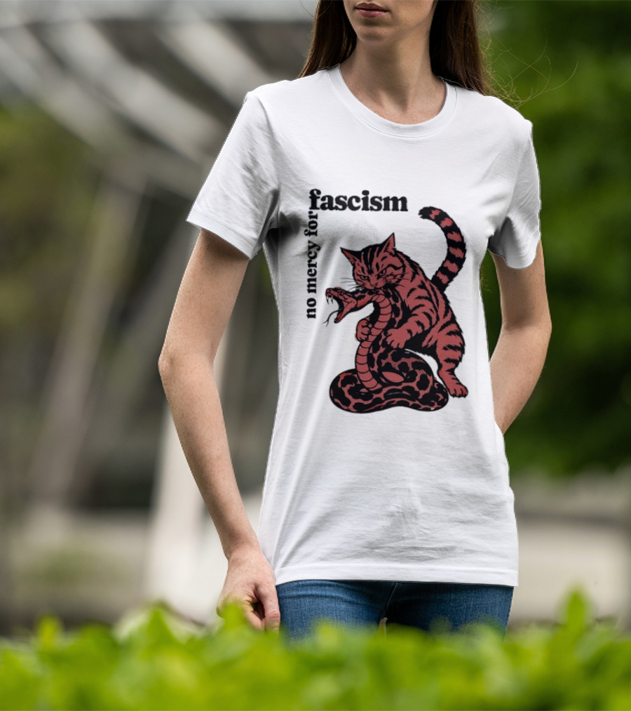 No Mercy For Fascism Cat And Snake T-Shirt
