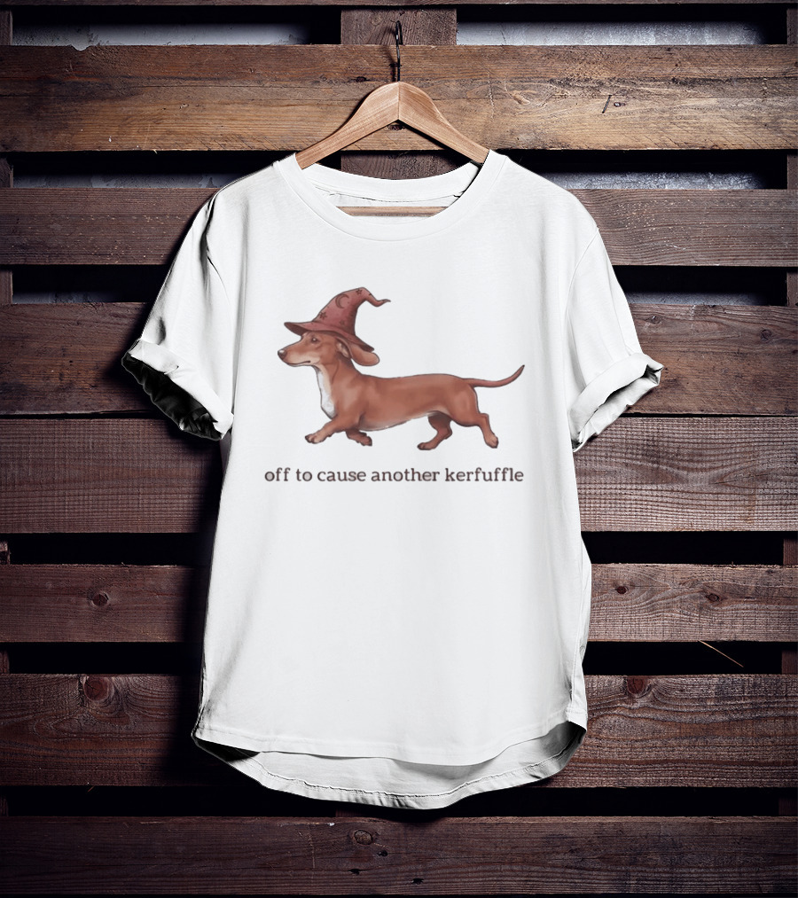 Off To Cause Another Kerfuffle Dachshund Wizard T-Shirt