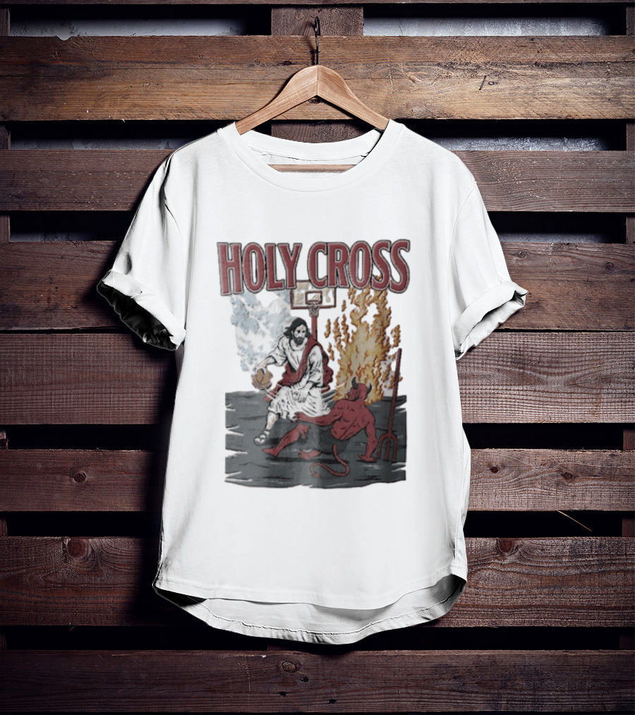 Holy Cross Basketball Player Versus Devil Duel T-Shirt