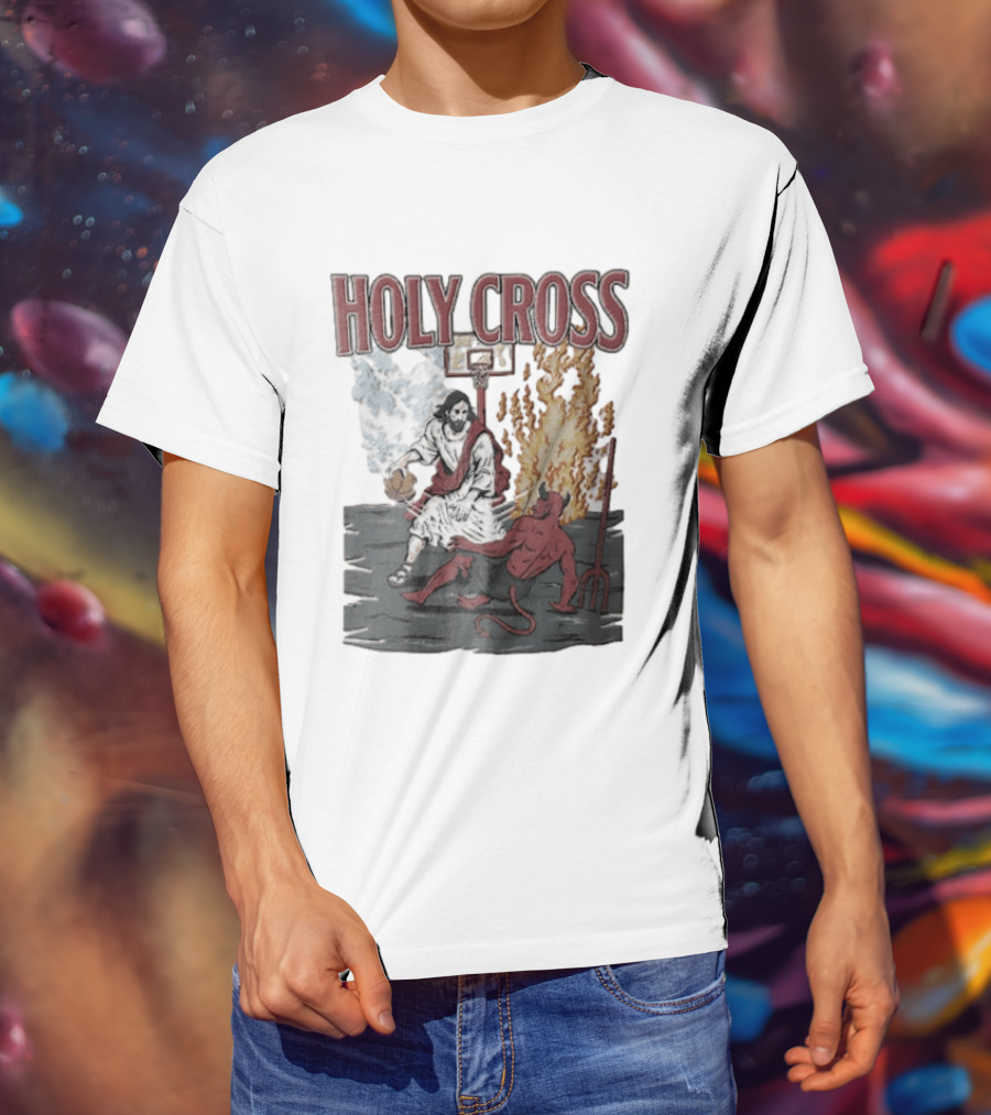 Holy Cross Basketball Player Versus Devil Duel T-Shirt