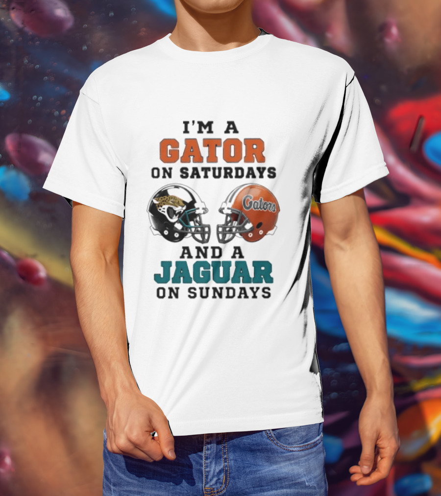 I'm A Gator On Saturdays And A Jaguar On Sundays Football Fan Phrase Helmet T-Shirt